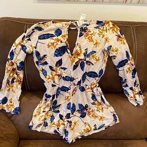 Floral Print Women's Short Jumpsit
